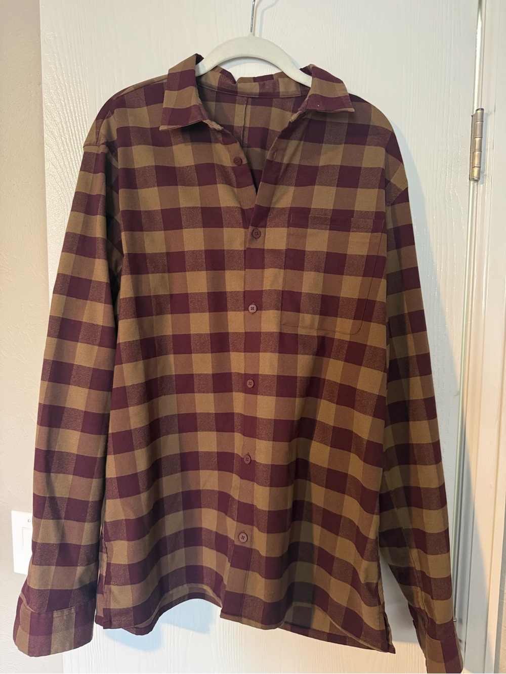 lululemon athletica Burgundy and Olive Plaid Long-Sleeve Shirt